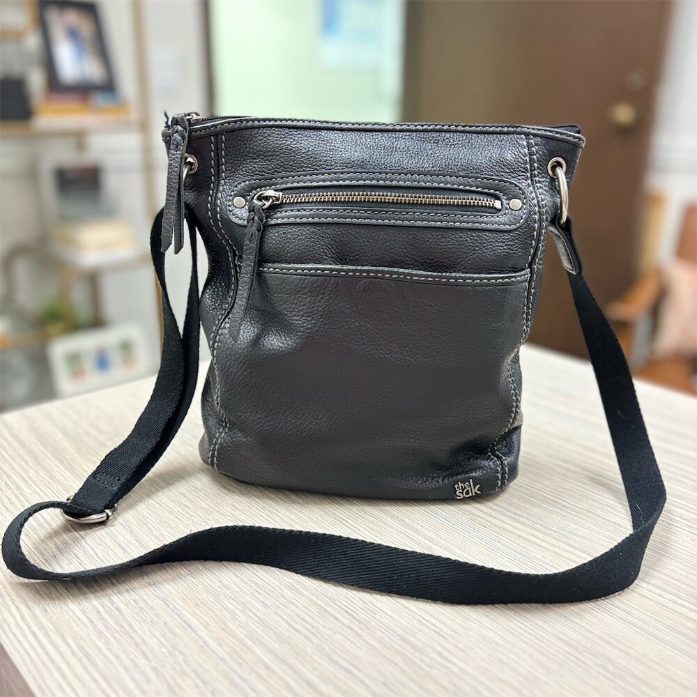 The Sak Crossbody Bag Womens Small Black Adjustable Strap Zip Pockets